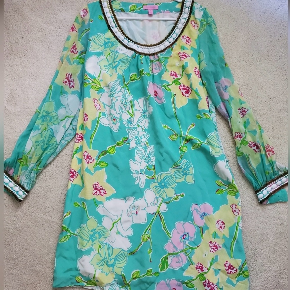 Lilly Pulitzer Madly Glamorous Harper Silk Beaded Dress size 8.